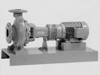 Bild 52: Trockenläuferpumpe als Grundplatten-pumpe; Pumpe und Motor sind separat montiert und über eine Kupplung miteinander verbunden.