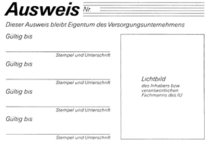 Bild 6: Ausweis zur Eintragung eines Installationsunternehmens in ein Installateurverzeichnis eines Wasserversorgungs- unternehmens.