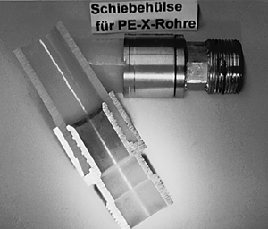 Bild 3: Klemmverbinder mit Schiebehülse für PE-X-Rohre.