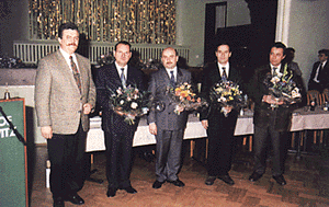 Der neue Vorstand (v.l.): Hartmut Rießland (IOM), Siegfried Bölstler, Christian Bergmann, Hans Kuhnert, Uwe Kaulke.