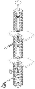 Bild 4: Durch den Einzug eines Edelstahlrohrsystems in einen vorhandenen Schacht entstehendes Luft-Abgas-System (LAS).