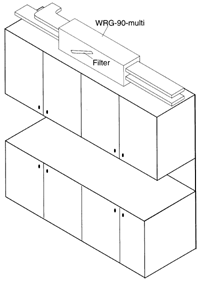 Bild 17: Verlegung auf Möbeln: - Hängeschrank (Küche), - Kleiderschrank (Schlafzimmer), - WRG auf Haltebügel (Konsole).