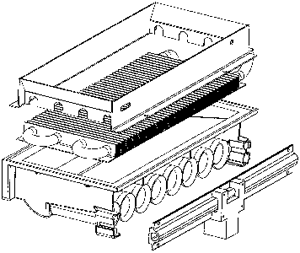 Bild 6: Aufbau eines wassergekühlten Lamellenbrenners. (Quelle: Bosch Thermotechnik)
