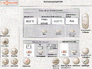 Bild 12: Bedienoberfläche für die Warmwassereinstellungen.