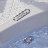 Ein üppiges Oval, in leicht zu pflegendem, hautsympathischem Acryl. Den Whirlpool gibt es in mehreren Dimensionen. Die äußere Sechseckform erlaubt vielfältige Raumnutzungsvarianten. Unterschiedliche Whirlsysteme runden die Ausstattung ab und bieten dem Benutzer ein perfektes Entspannungs- oder Fitneßbad. Die Bedienungselemente des Whirlpools sind elegant im Wannenrand integriert. Die elektronische Bodenwaage ist wasserdicht und bildet zusammen mit den Bodenfliesen eine vollkommen ebene, begehbare Fläche.