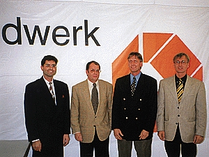 Von links, Dipl.-Ing. Adrian Willig, Arnold Stein, Helmut Riemeier und Dirk Schulze, die Referenten der Tagung.