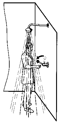 Die besondere Konstruktion der Notduschköpfe sorgt für die ausreichende Überflutung aller Körperzonen, sofort nach Betätigung des Ventils.