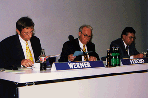 Drei der sechs Referenten: Andreas Werner, Harald Fercho, Prof. Erich Staudt.