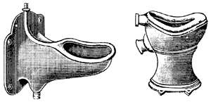 Bild 1: Wandhängendes und bodenstehendes Frauenpissoir (Handbuch der Architektur III. Teil, Leipzig 1908).