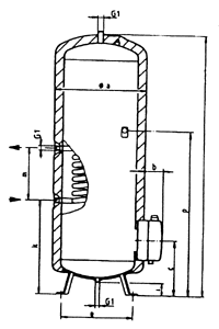 Bild 25: Geschlossener Elektro-Warmwasser-Standspeicher (VS = 1000 l, Pelektr. = 36 kW).