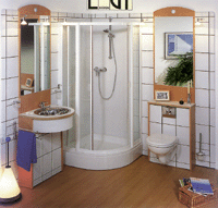 Bad aus dem Baukasten von Logy Design: Variabel, platzsparend und schnell montiert.