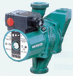 Bild 7: Entlüftungspumpe STAR-RSL 25/60 (WILO GmbH, Dortmund); durch die Ausnutzung der Zentrifugalkraft werden im Pumpengehäuse Wasser und Luft getrennt.