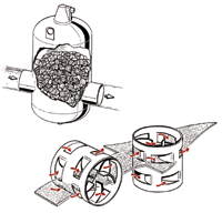 Bild 11: Luft-/Wasser-Trennung durch Gefäßfüllung mit ringförmigen Materialien. Zweck ist eine Oberflächenvergrößerung, an der sich Luftblasen abscheiden (flamco FLEXCON GmbH, Genthin).