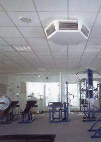 Luftheizer "TopWing" von Wolf im Einsatz, hier in einem Fitneßstudio.
