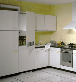 Bild 6: Die gängigste Variante bei geringem Heizwärme- und hohem Warmwasserbedarf: Gas-Warmwassertherme mit indirekt beheiztem Warmwasserspeicher.