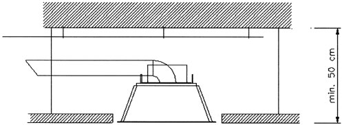 Moderne Heiztechnik in die Decke eingebaut