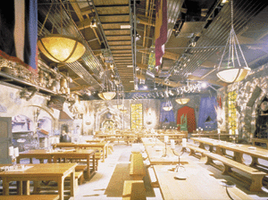 Bild 2: Restaurant "Prinz Eisenherz": Essen und Trinken in einem angenehm-warmen Ambiente. Die Deckenstrahlplatten in dem Bereich Erlebnisgastronomie sorgen dabei für ein optimales Raumklima.
