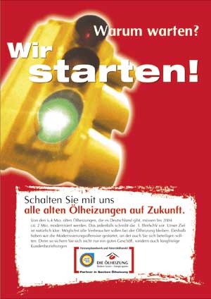 Titelseite der Broschüre "Warum warten? - Wir starten!". Sie dient der Information für den SHK-Handwerker.