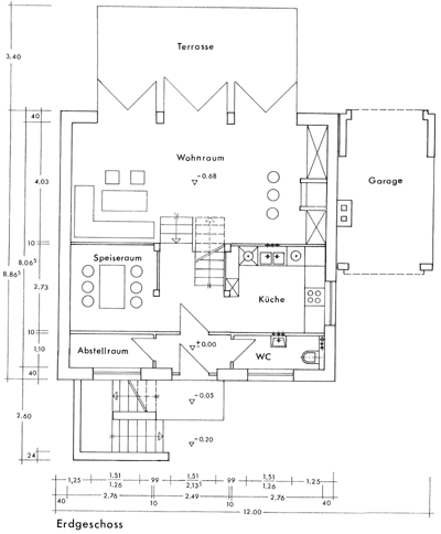 Bild 6a: Erdgeschossgrundriss eines Einfamilienhauses.