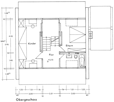 Bild 6b: Obergeschossgrundriss eines Einfamilienhauses.