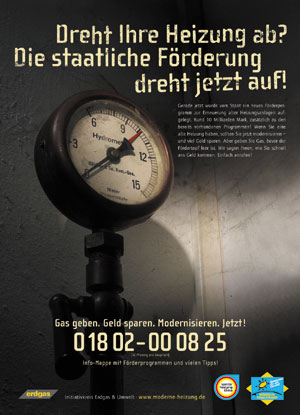 Auch das neueste Motiv der Heizungsgemeinschaftswerbung weiß durch griffige Formulierungen auf sich aufmerksam zu machen.