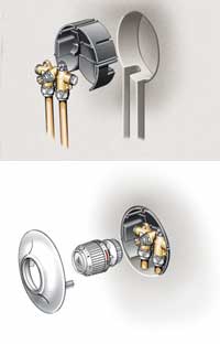 Bild 3: Montageschritte zur Installation des Ventils zur Fußbodentemperierung.