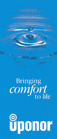 Dieses Element einer Wasseroberfläche, in Verbindung des Slogans "Bringing comfort to life", verbindet alle Uponor-Gesellschaften.