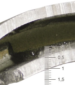 Kesselglied mit Härte- und Oxidbelag (4,5 mm!).