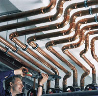 Kupferrohrinstallation.