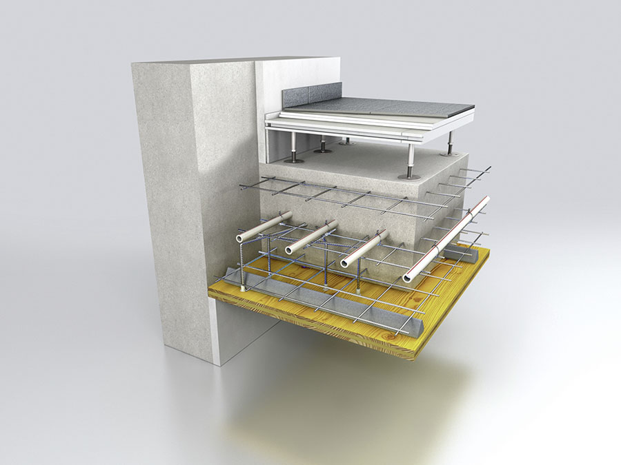 Prinzipieller Aufbau der Bauteiltemperierung „Isocore“ (Roth). Bild: Roth Werke
