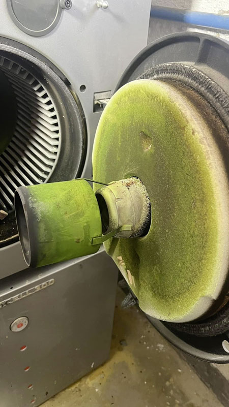 Gelb- und Blaubrenner sind bekannt – aber Grünbrenner? Tatsächlich handelt es sich nicht um eine Fotomontage. Ursache dieser Verfärbung sind möglicherweise Beimischungen im Heizöl. Bild: Ingo Knipp