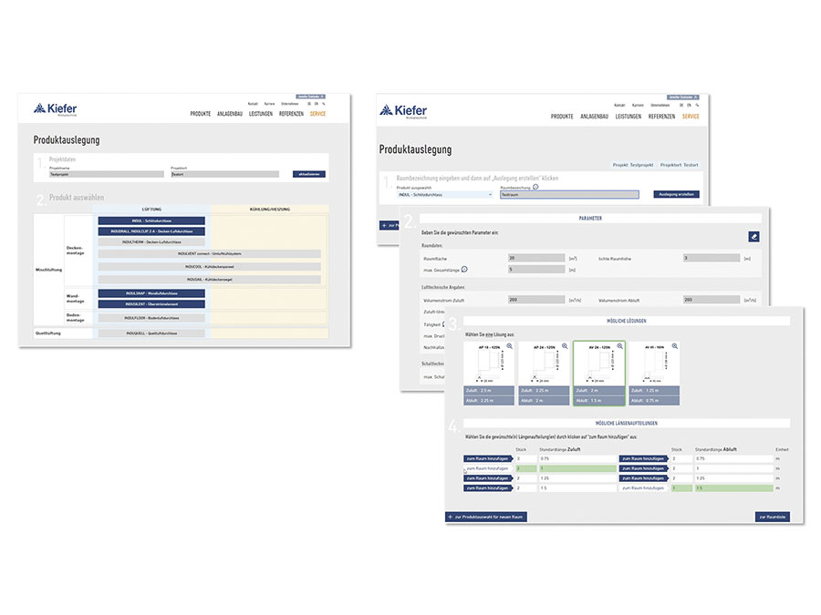 Die Produktauslegung per Online-Tool ist ein neuer Service. Bild: Kiefer Klimatechnik