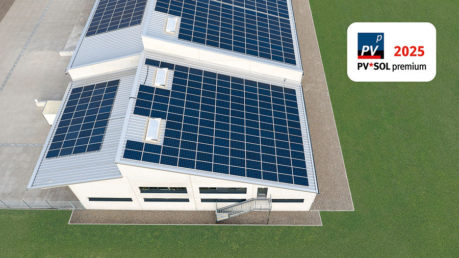 PV*SOL premium unterstützt bei der Planung mittelgroßer Photovoltaikanlagen auf Gewerbedächern. Bild: Valentin Software  