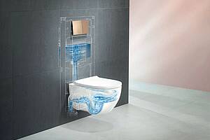 Bei modernen WC-Systemen spielen Spültechnik, Keramik, Montagetechniken und Ästhetik optimal zusammen. (Geberit)