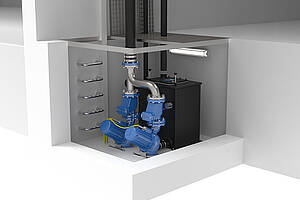 Bau-reihe „Hebestar 300 STD“ mit der Abwassertauchpumpe „ECO 60-93“. Bild: Spechtenhauser