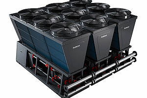 Als Kaskade deckt die „Logatherm WLW376“ sehrgroße Bedarfe ab und lässt sich leichter einbringen als eine einzelne Maschine mit vergleichbarer Leistung. Bild: Buderus