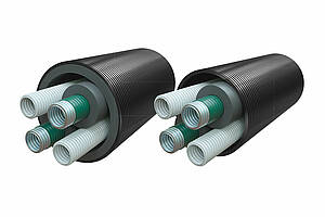 Das vorgedämmte Rohrsystem ist in den Dimensionen DN 25 bis DN 50 mit Dämmstärken von 100% und 50% (mit Leerverrohrung) erhältlich. Bild: BOACRAFT Management GmbH