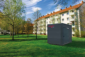 Der „X-Hub“ ist als vorinstallierte Energiezentrale für Heizung und Warmwasser ­ausgeführt und für den Einsatz in Mehrfamilienhäusern vorgesehen. Bild: Glen Dimplex