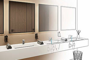 Elektronische Armaturen wie die „Hansaelectra- Digital“ können zur Reduktion des Wasserverbrauchs und der Betriebskosten beitragen. Bild: Hansa