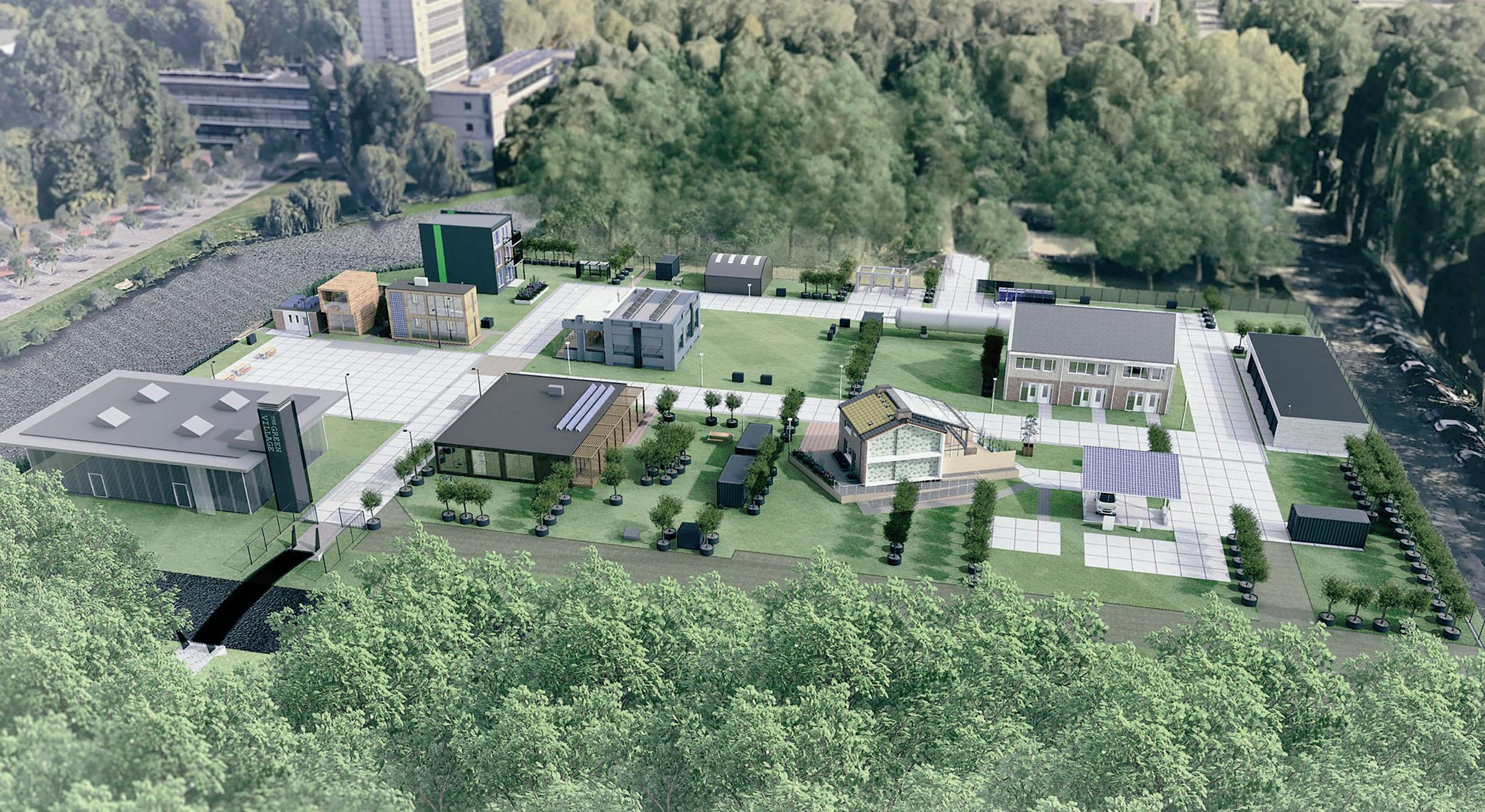 Das Fieldlab The Green Village auf dem Campus der TU Delft dient der Erforschung nachhaltiger Methoden und Technologien zur Warmwasser- und Heizwärmegewinnung unter Realbedingungen. Mit Beteiligung von Aalberts hydronic flow control werden in einem Versuchshaus mit 1970er Jahre Standard drei Testläufe durchgeführt, um eine erdgaslose Heizwärme- und Warmwasserversorgung zu erproben. (H<sub>2</sub>@Home)
