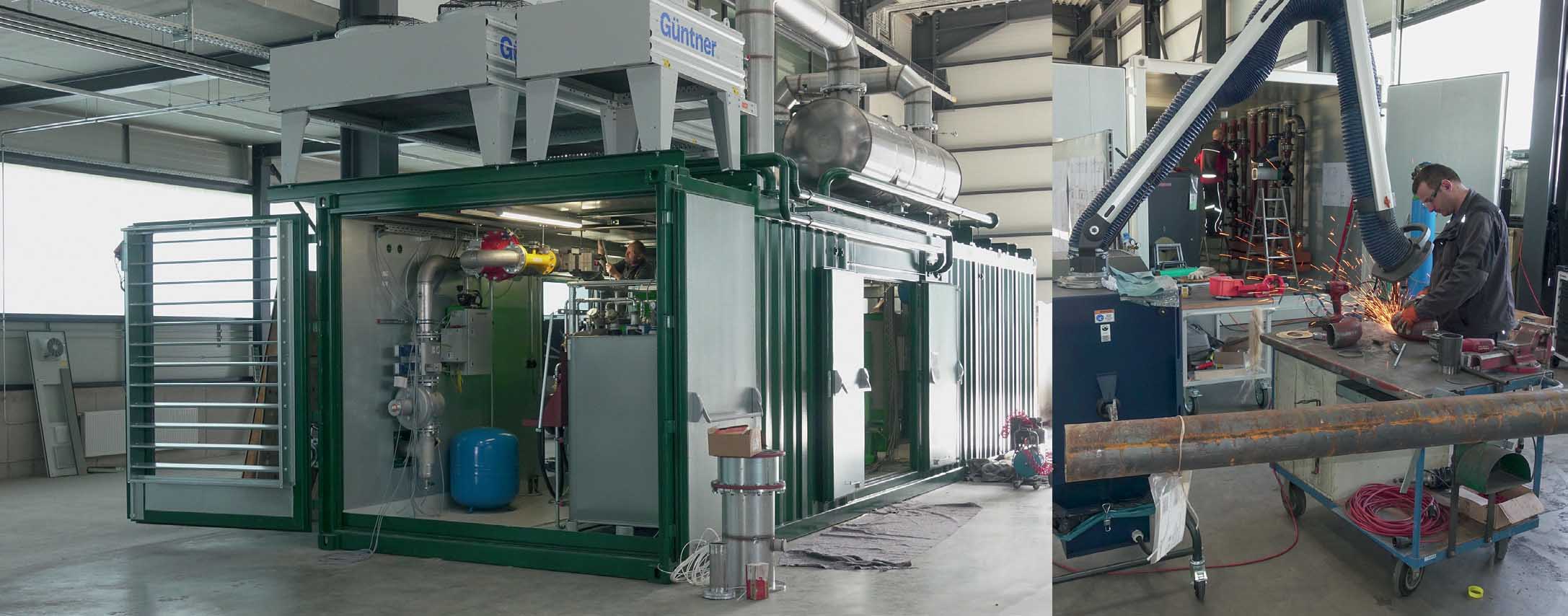 In der Produktionshalle werden aus leeren Metallcontainern mobile Heizzentralen – ein neuer Geschäftszweig des Familienunternehmens Werr & Ludwig. Es ging aus einem klassischen Heizung-Lüftung-Sanitär-Betrieb hervor, gegründet 1965, und hat heute 80 Mitarbeiter. (König)