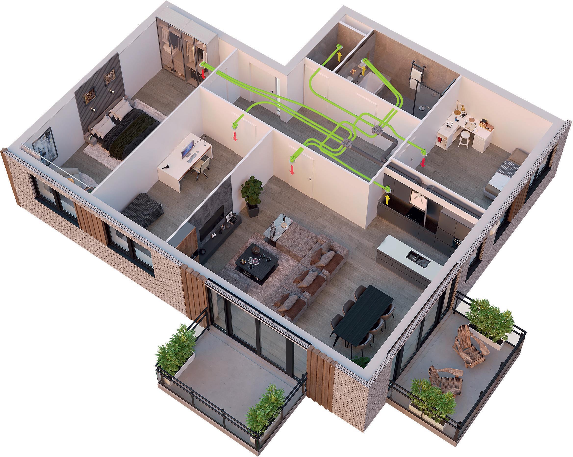 Eine KWL gehört zum Standard beim Bau moderner, energieeffizienter Gebäude und wird auch in Bestandsimmobilien immer häufiger nachgerüstet. (Wolf GmbH)