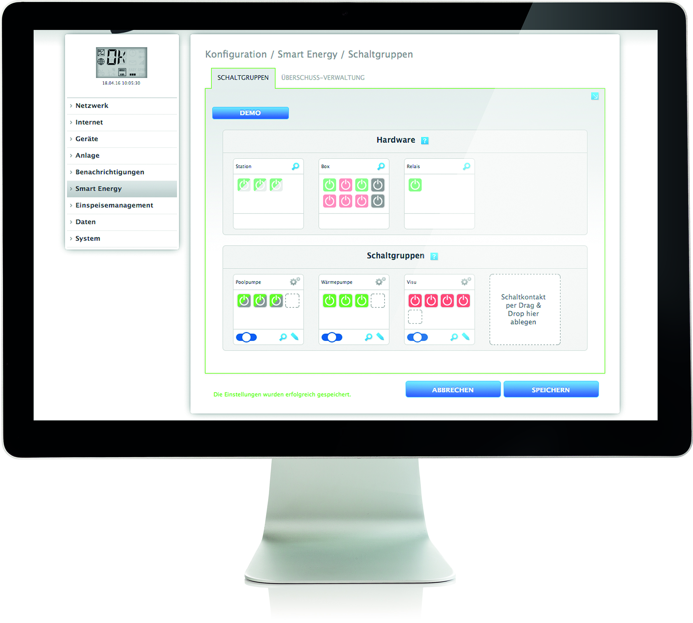 Solare Datensysteme: Monitor Energiefluss